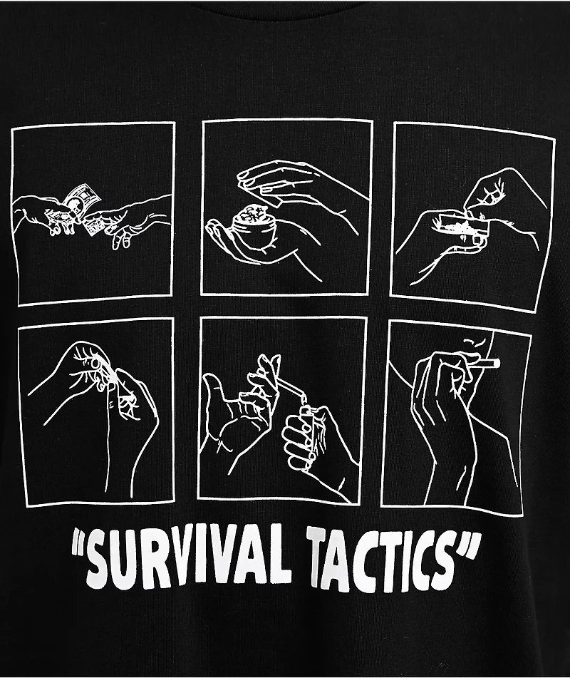 Push Trees Survival Tactics Black T-Shirt