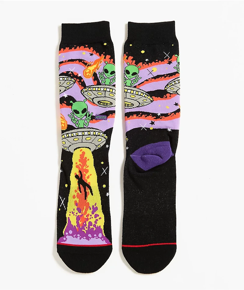 Pyvot Alien Invaders Black Crew Socks