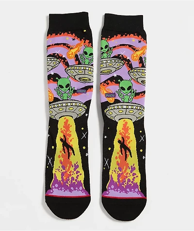 Pyvot Alien Invaders Black Crew Socks