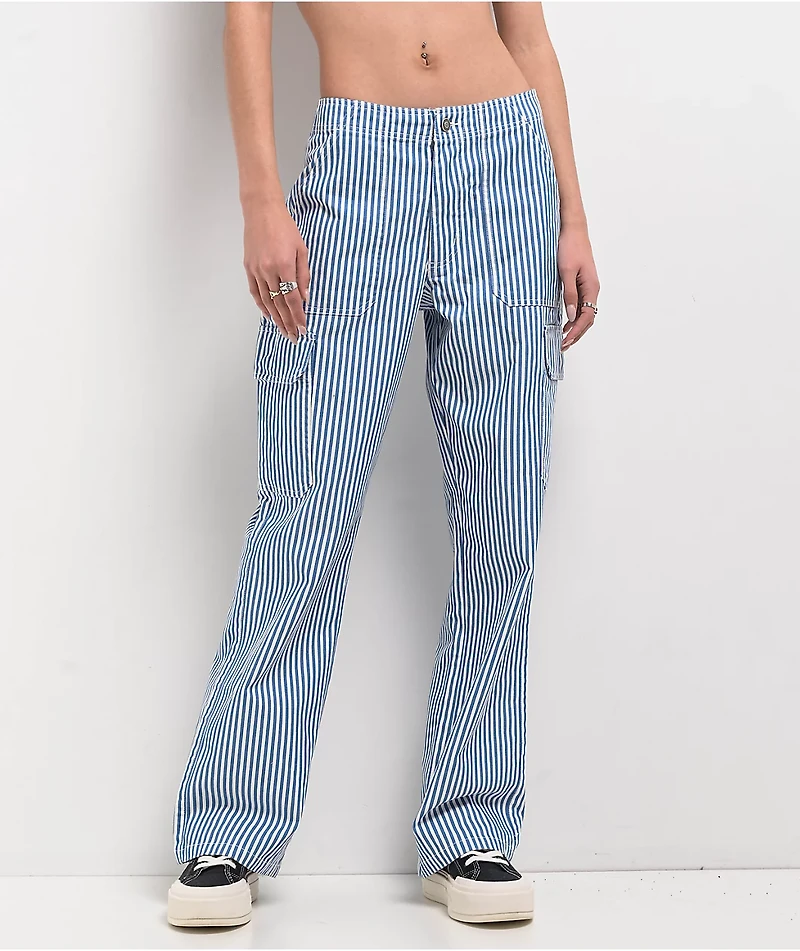 Quiksilver Lizzie Stripe Blue & White Cargo Pants