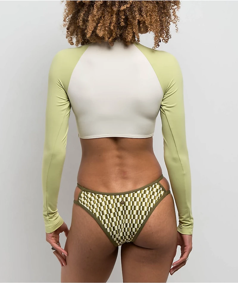 Quiksilver Lowers Tile Green & White Triangle Bikini Top