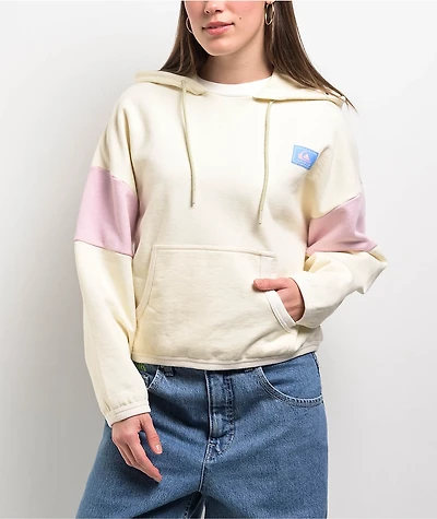 Quiksilver Wave Check Off White French Terry Boxy Hoodie
