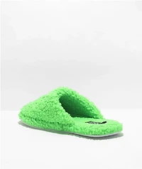 RIPNDIP Alien Face Green Fuzzy Slide Slippers