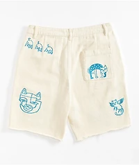 RIPNDIP Blonded Raw Edge White Denim Shorts