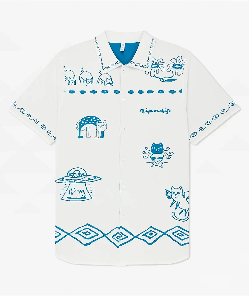 RIPNDIP Blonded White & Blue Reversible Short Sleeve Shirt