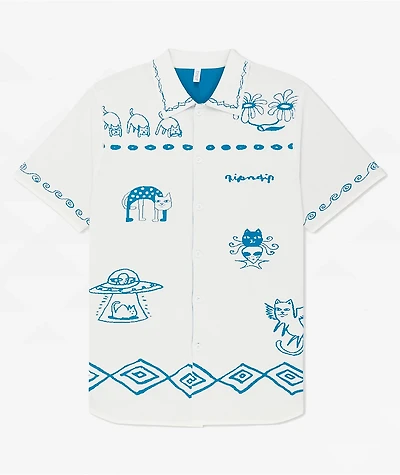 RIPNDIP Blonded White & Blue Reversible Short Sleeve Shirt