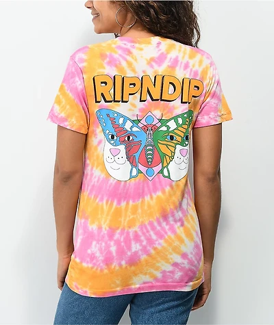 RIPNDIP Butterface Orange & Pink Tie Dye T-Shirt