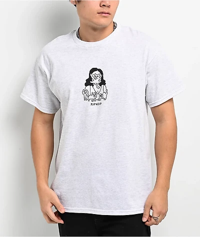 RIPNDIP Cat Lady Grey T-Shirt