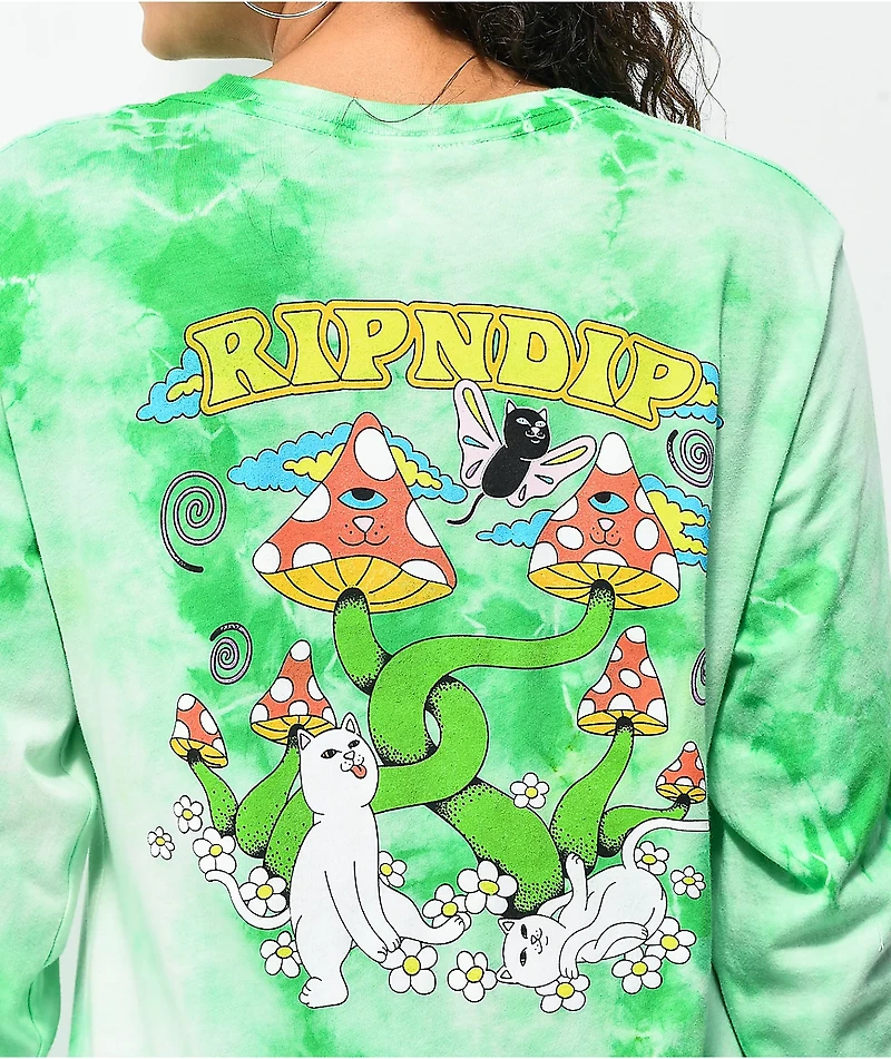 RIPNDIP Cloud 69 Green Tie Dye  Long Sleeve T-Shirt