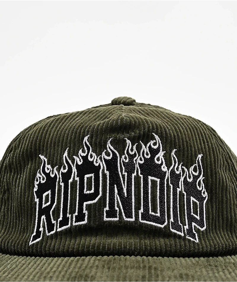 RIPNDIP Fire Spirit Green Corduroy Snapback
