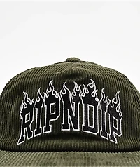 RIPNDIP Fire Spirit Green Corduroy Snapback