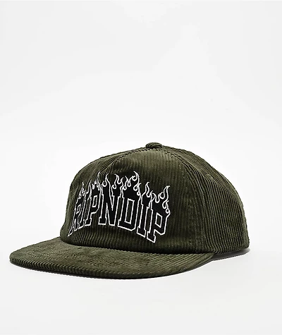 RIPNDIP Fire Spirit Green Corduroy Snapback