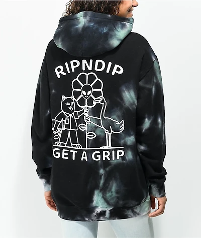 RIPNDIP Get a Grip Black Tie Dye Hoodie