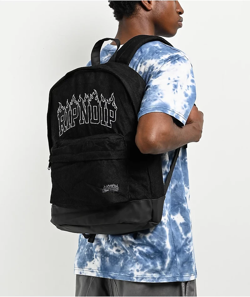 RIPNDIP Inferno Black Corduroy Backpack