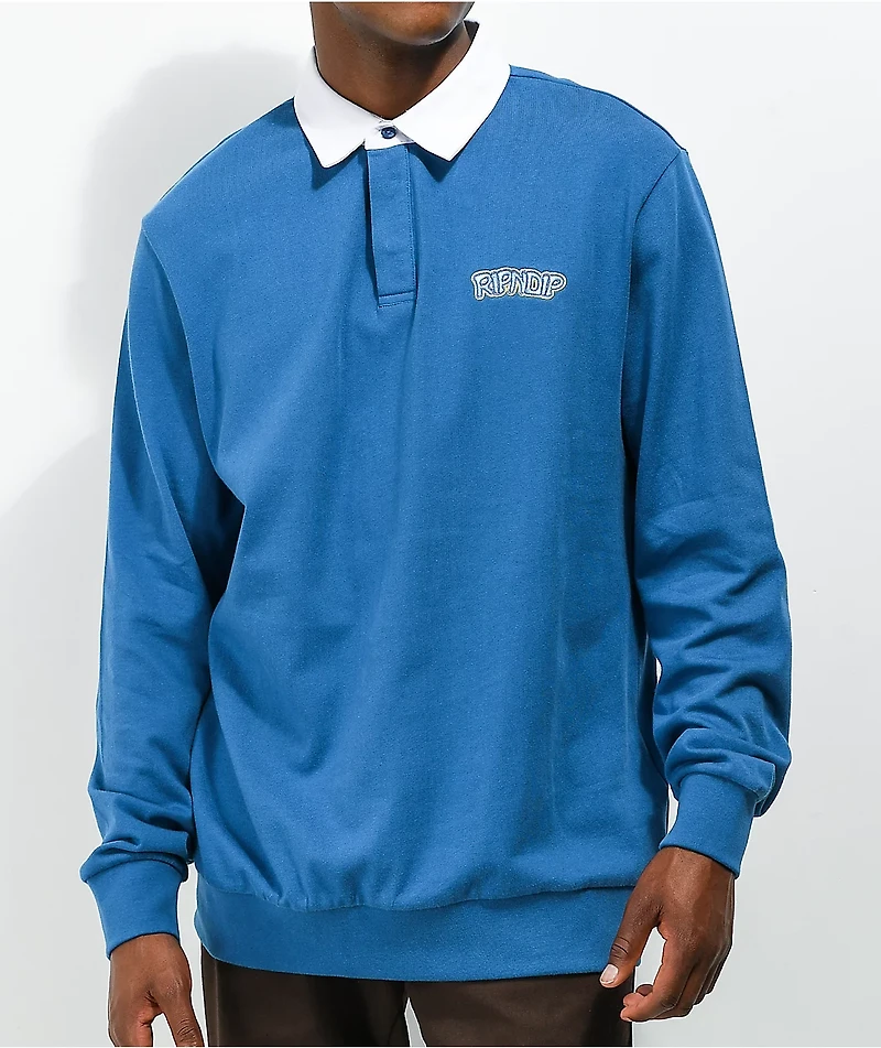 RIPNDIP Intertwined Blue & White Rugby Shirt