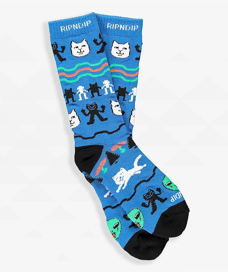 RIPNDIP Jolly Holiday Blue Crew Socks