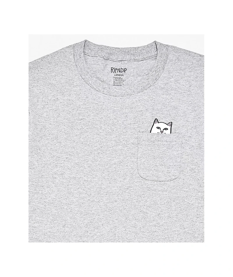 RIPNDIP Kids Lord Nermal Peace Pocket Heather Grey T-Shirt