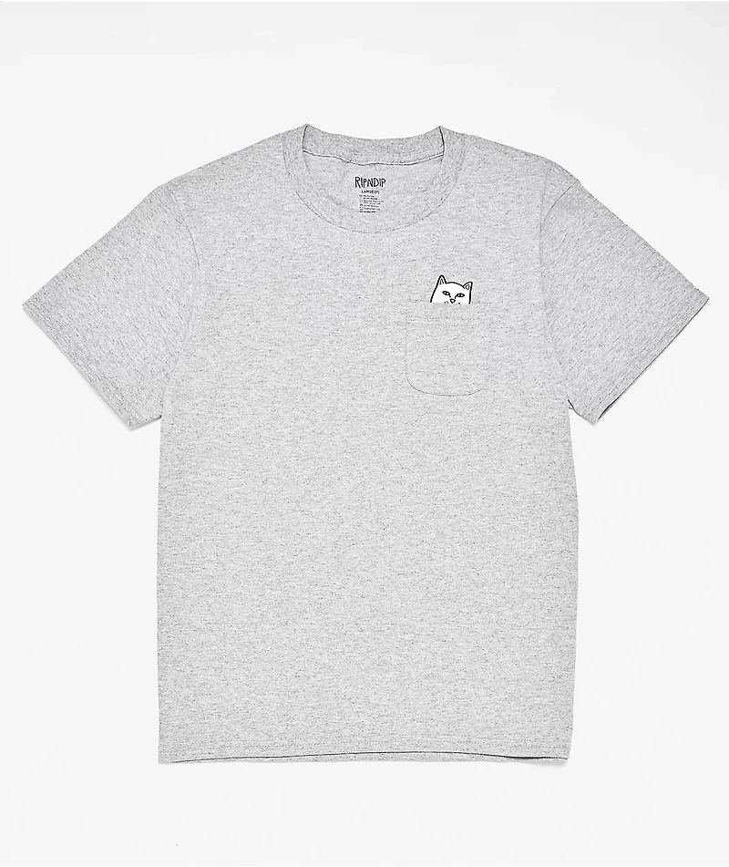 RIPNDIP Kids Lord Nermal Peace Pocket Heather Grey T-Shirt