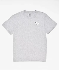 RIPNDIP Kids Lord Nermal Peace Pocket Heather Grey T-Shirt