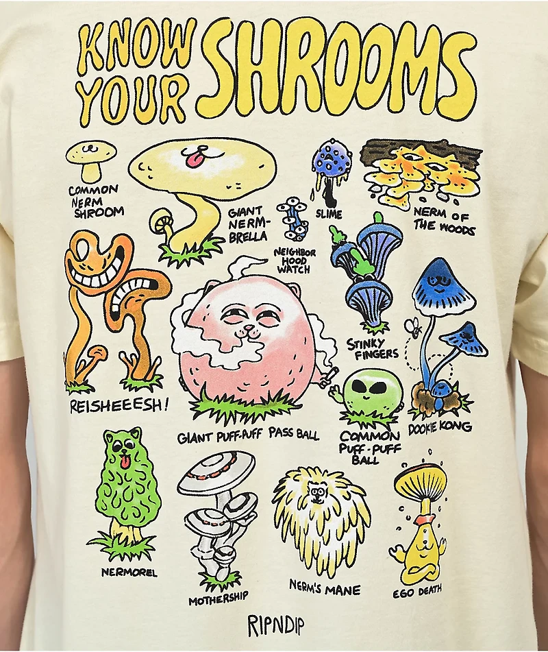 RIPNDIP Know Ur Shrooms Natural T-Shirt