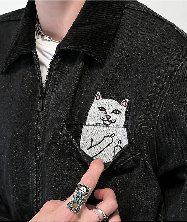 RIPNDIP La Brea Peeking Nermal Black Denim Jacket Arden Fair