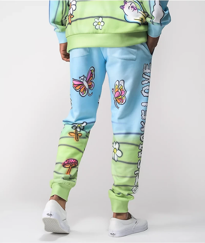 RIPNDIP Let's Make Love Blue & Green Jogger Sweatpants
