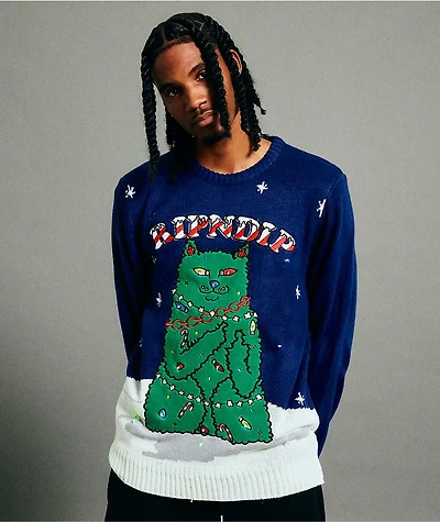 RIPNDIP Litmas Tree Navy Crewneck Sweater