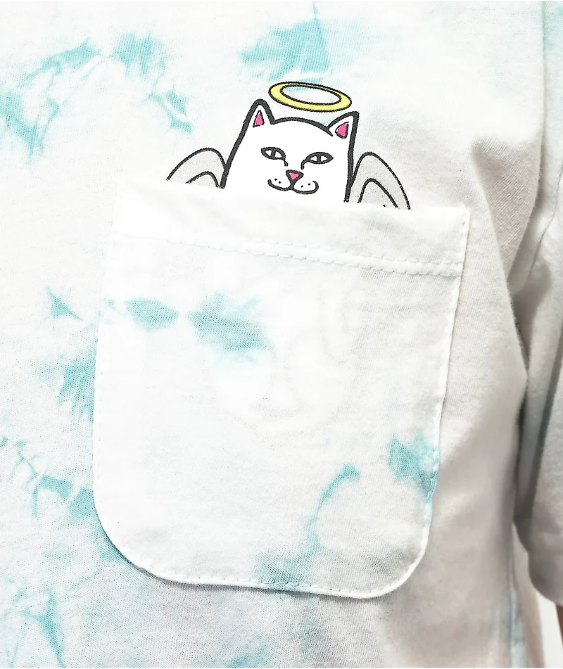 RIPNDIP Lord Angel White & Blue Tie Dye Crop Pocket T-Shirt