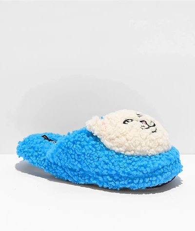 RIPNDIP Lord Nerm Face Plush Blue Slippers