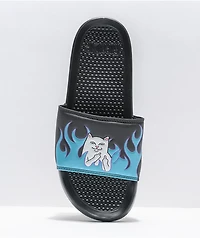 RIPNDIP Lord Nermal Black & Blue Flame Slide Sandals