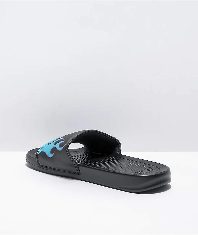RIPNDIP Lord Nermal Black & Blue Flame Slide Sandals