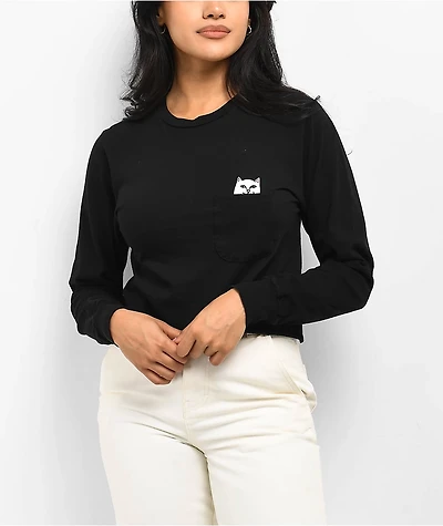 RIPNDIP Lord Nermal Black Crop Long Sleeve T-Shirt