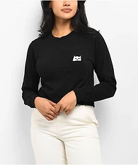 RIPNDIP Lord Nermal Black Crop Long Sleeve T-Shirt