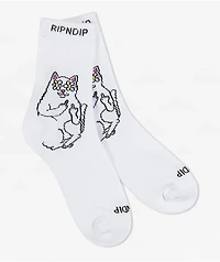 RIPNDIP Lord Nermal Blossom White Crew Socks