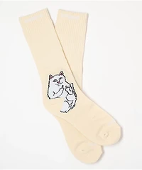 RIPNDIP Lord Nermal Off-White Crew Socks