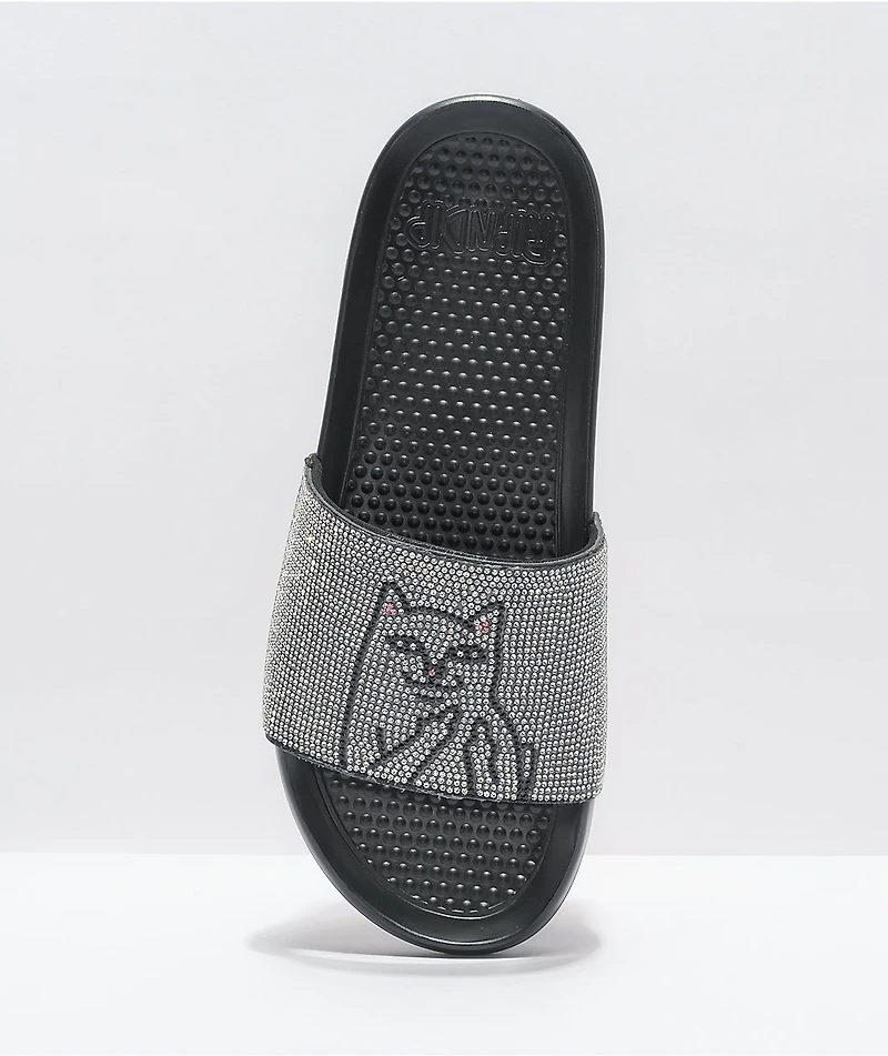 RIPNDIP Lord Nermal Rhinestone Black Slide Sandals