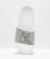 RIPNDIP Lord Nermal Rhinestone White Slide Sandals