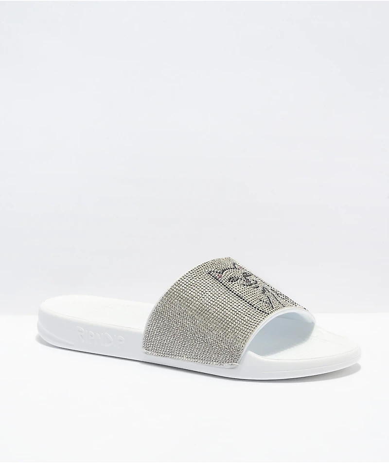 RIPNDIP Lord Nermal Rhinestone White Slide Sandals