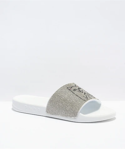 RIPNDIP Lord Nermal Rhinestone White Slide Sandals