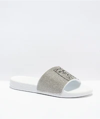 RIPNDIP Lord Nermal Rhinestone White Slide Sandals