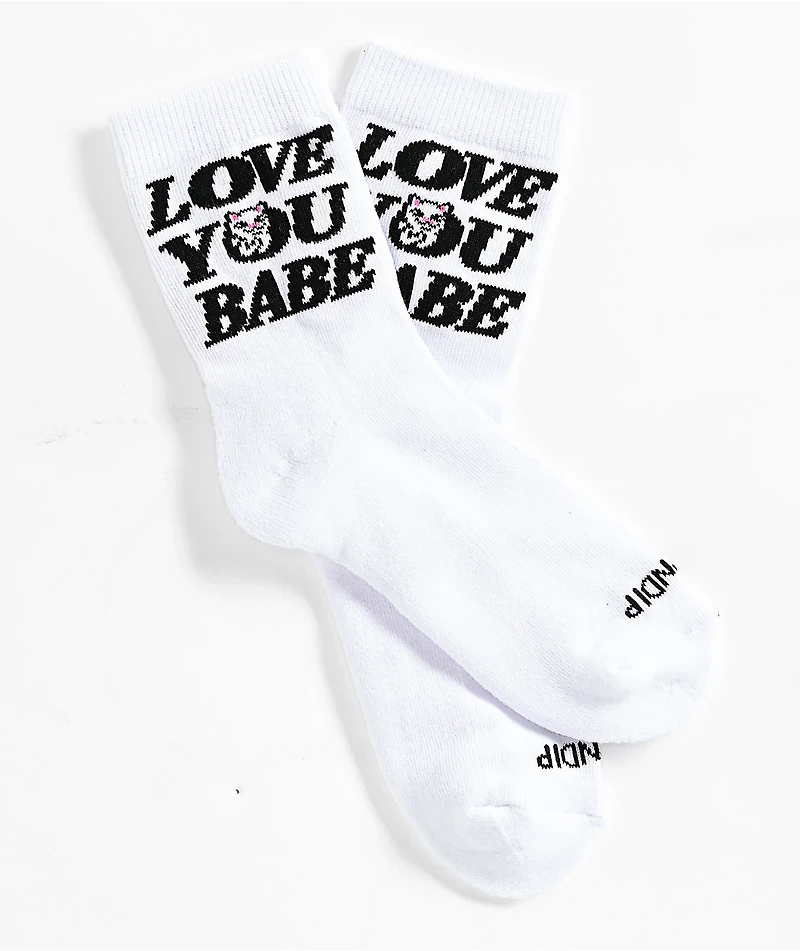 RIPNDIP Love You White Crew Socks