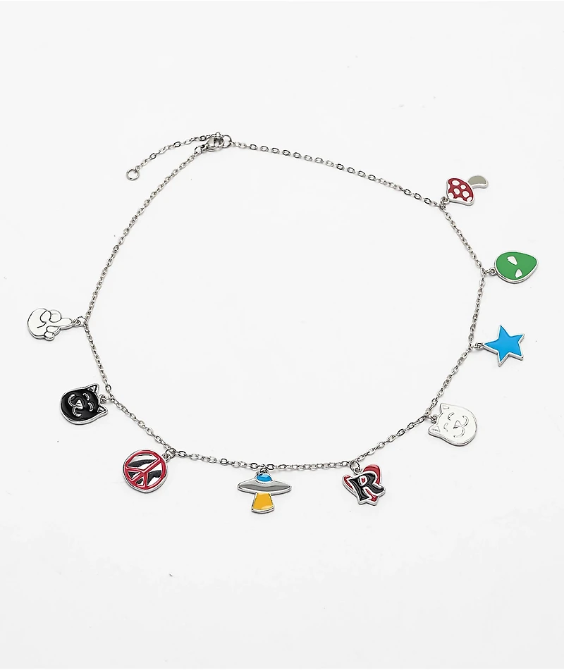 RIPNDIP Lucky Charms 18" Silver Charm Necklace