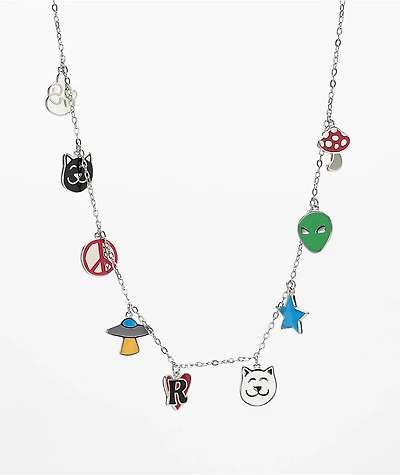RIPNDIP Lucky Charms 18" Silver Charm Necklace
