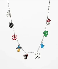 RIPNDIP Lucky Charms 18" Silver Charm Necklace
