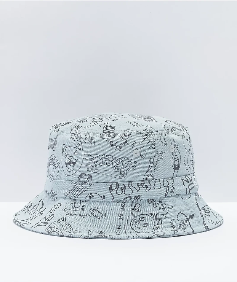 RIPNDIP Marker Grey Light Wash Denim Bucket