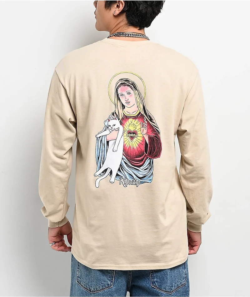 RIPNDIP Mother Mary Sand Long Sleeve T-Shirt