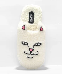 RIPNDIP Nerm Face White Fuzzy Slide Slippers