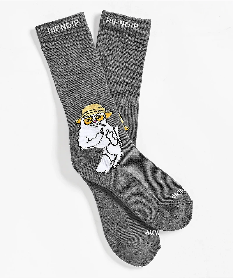 RIPNDIP Nermal S. Thompson Grey Crew Socks