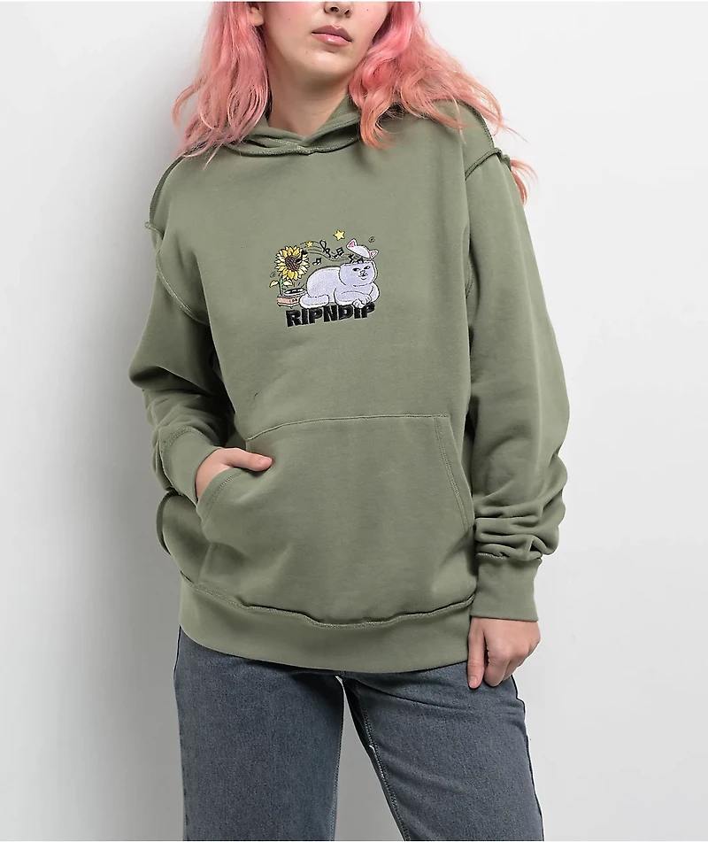 RIPNDIP No Music Life Dusty Olive Hoodie