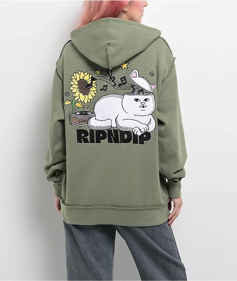 RIPNDIP No Music Life Dusty Olive Hoodie